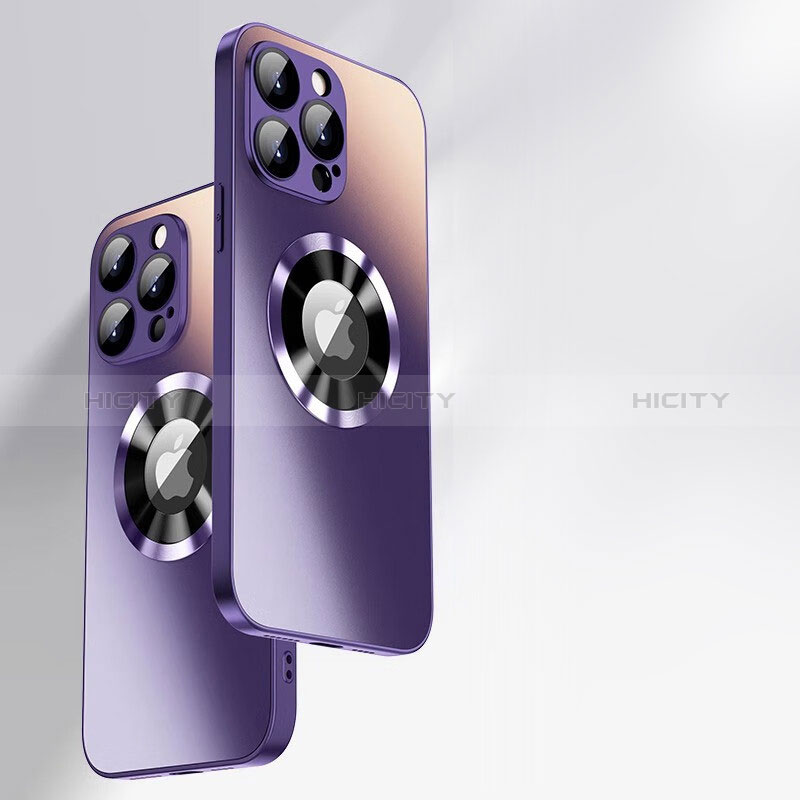 Coque Rebord Contour Silicone et Vitre Miroir Housse Etui avec Mag-Safe Magnetic Magnetique pour Apple iPhone 13 Pro Violet Plus