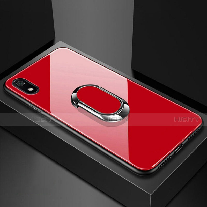 Coque Rebord Contour Silicone et Vitre Miroir Housse Etui avec Support Bague Anneau Magnetique A01 pour Xiaomi Redmi 7A Plus