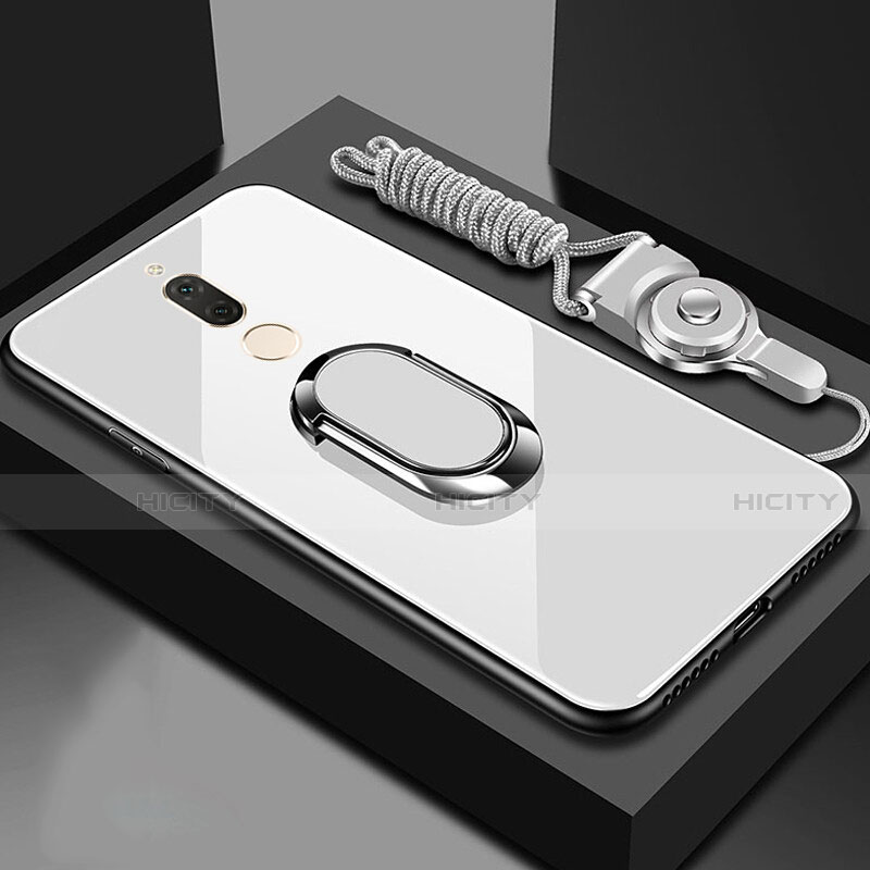 Coque Rebord Contour Silicone et Vitre Miroir Housse Etui avec Support Bague Anneau Magnetique pour Huawei G10 Plus