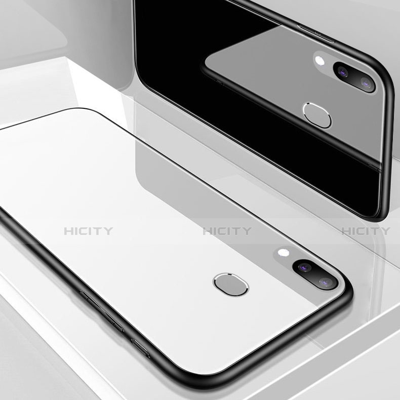 Coque Rebord Contour Silicone et Vitre Miroir Housse Etui avec Support Bague Anneau Magnetique pour Samsung Galaxy A30 Plus