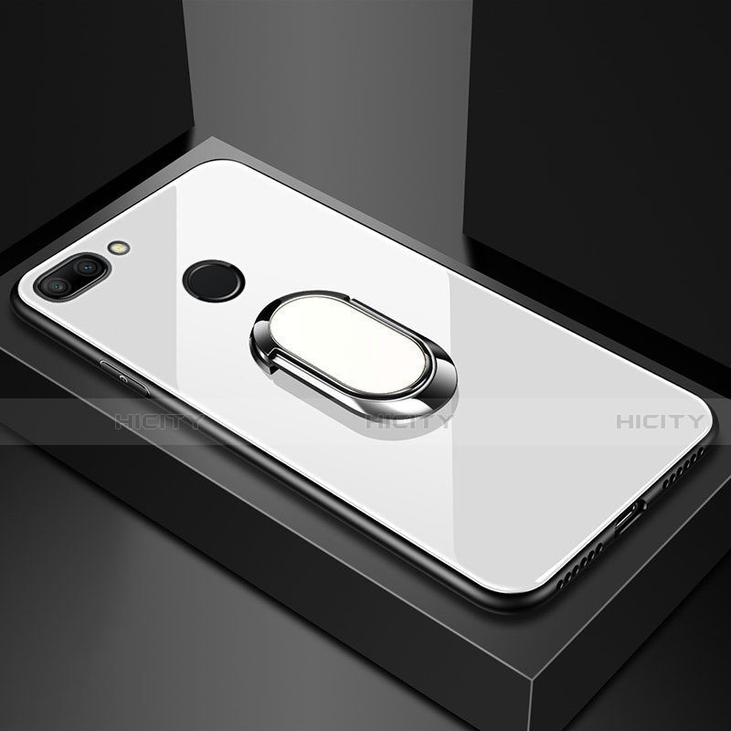 Coque Rebord Contour Silicone et Vitre Miroir Housse Etui avec Support Bague Anneau Magnetique pour Xiaomi Mi 8 Lite Plus