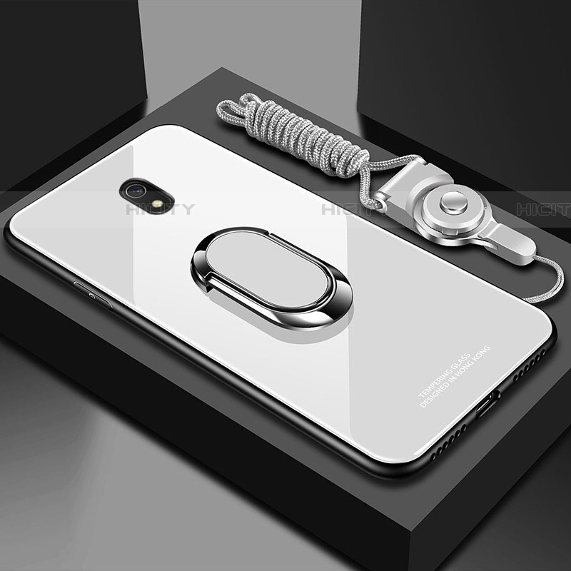 Coque Rebord Contour Silicone et Vitre Miroir Housse Etui avec Support Bague Anneau Magnetique pour Xiaomi Redmi 8A Plus