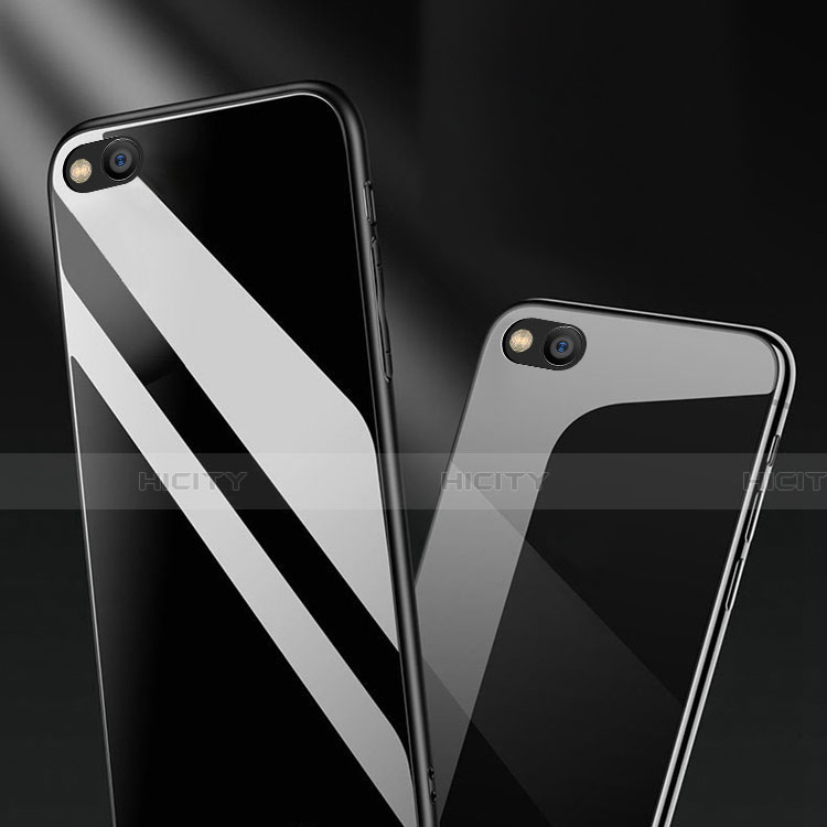 Coque Rebord Contour Silicone et Vitre Miroir Housse Etui avec Support Bague Anneau Magnetique pour Xiaomi Redmi Go Plus