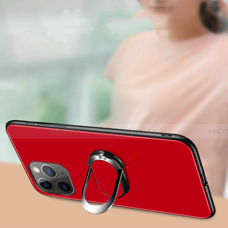 Coque Rebord Contour Silicone et Vitre Miroir Housse Etui avec Support Bague Anneau Magnetique T01 pour Apple iPhone 11 Pro Plus