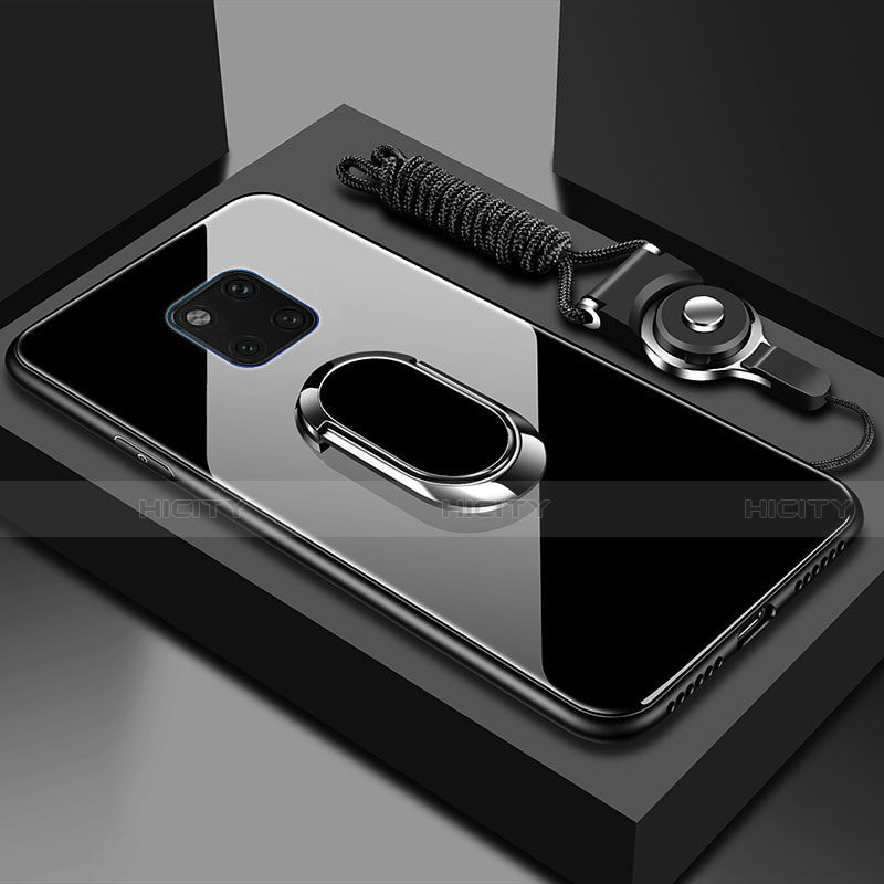 Coque Rebord Contour Silicone et Vitre Miroir Housse Etui avec Support Bague Anneau Magnetique T01 pour Huawei Mate 20 Pro Plus