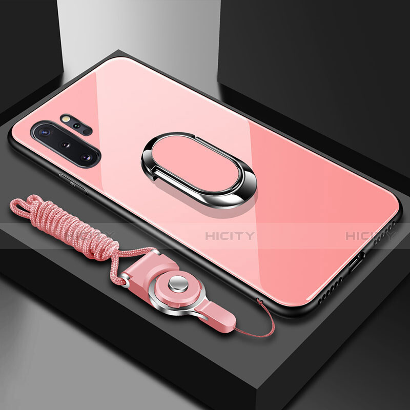 Coque Rebord Contour Silicone et Vitre Miroir Housse Etui avec Support Bague Anneau Magnetique T01 pour Samsung Galaxy Note 10 Plus 5G Plus