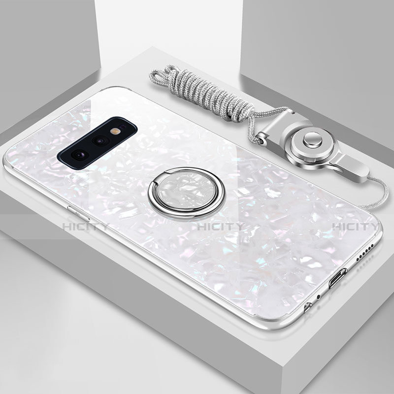 Coque Rebord Contour Silicone et Vitre Miroir Housse Etui avec Support Bague Anneau Magnetique T01 pour Samsung Galaxy S10e Plus