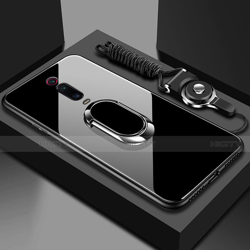 Coque Rebord Contour Silicone et Vitre Miroir Housse Etui avec Support Bague Anneau Magnetique T01 pour Xiaomi Mi 9T Pro Plus