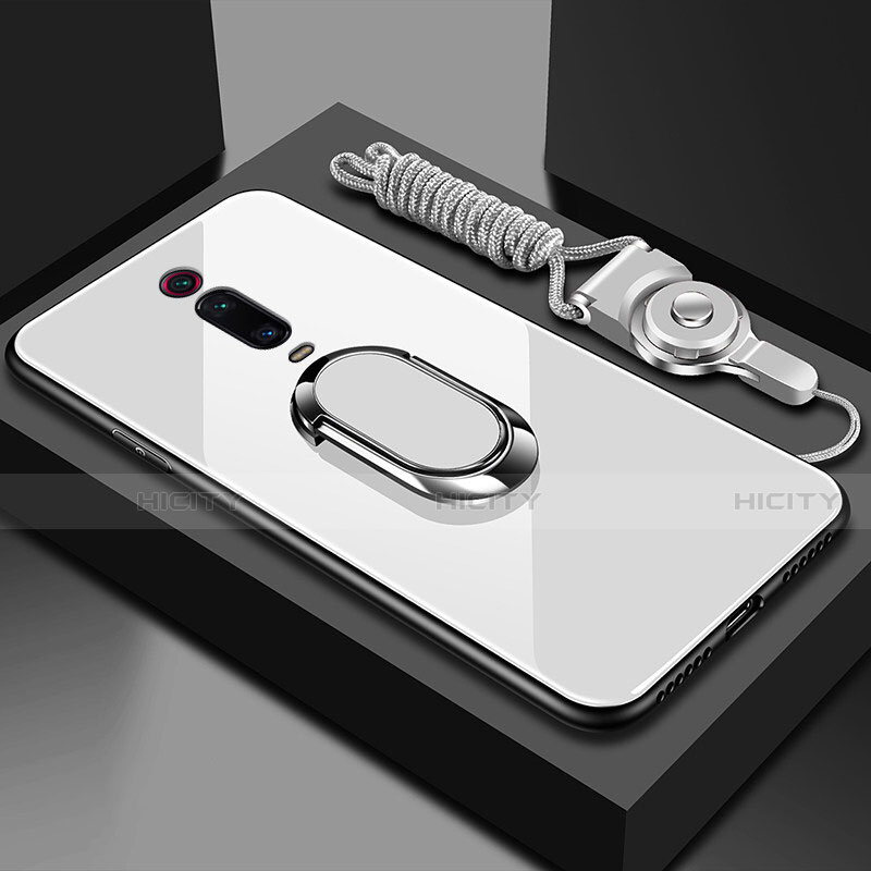 Coque Rebord Contour Silicone et Vitre Miroir Housse Etui avec Support Bague Anneau Magnetique T01 pour Xiaomi Redmi K20 Plus
