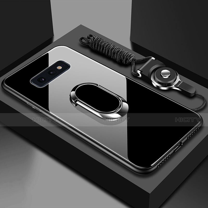 Coque Rebord Contour Silicone et Vitre Miroir Housse Etui avec Support Bague Anneau Magnetique T02 pour Samsung Galaxy S10e Plus