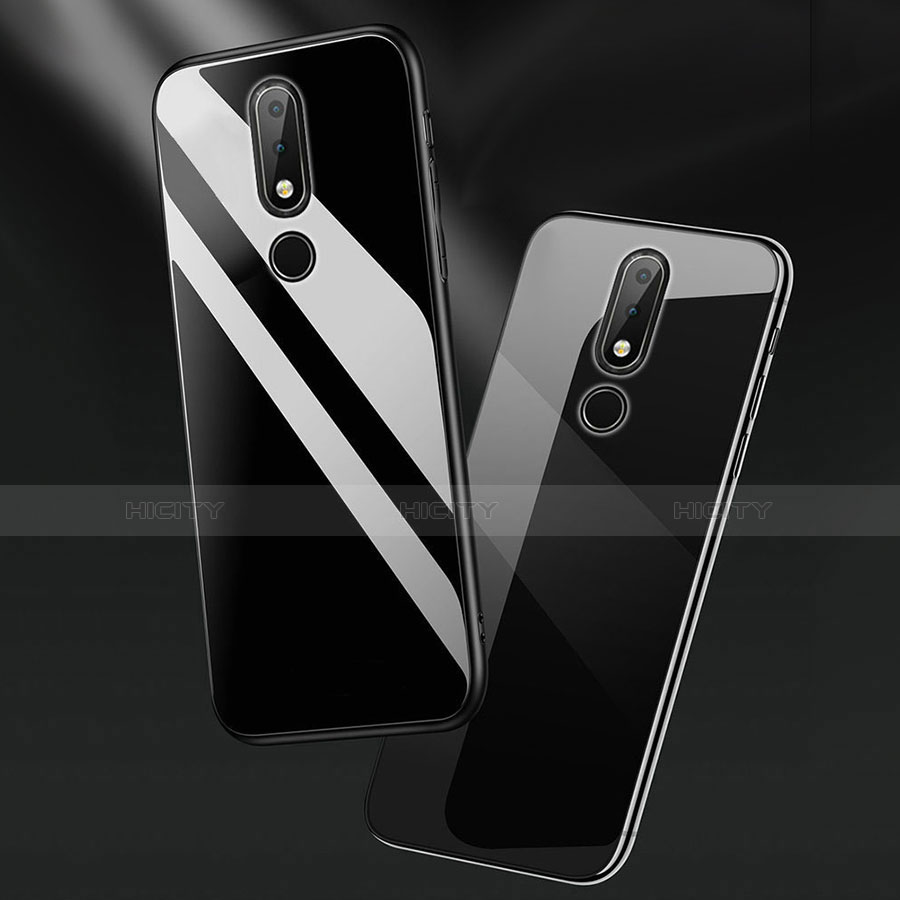 Coque Rebord Contour Silicone et Vitre Miroir Housse Etui avec Support Bague Anneau pour Nokia X6 Plus
