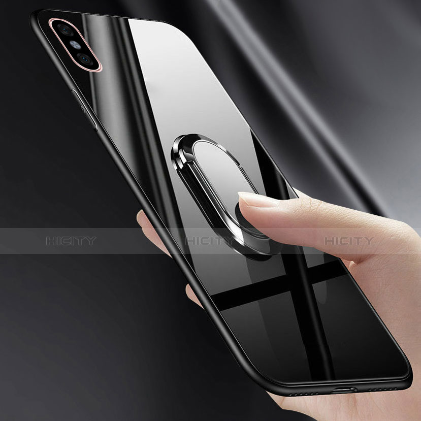 Coque Rebord Contour Silicone et Vitre Miroir Housse Etui avec Support Bague Anneau pour Xiaomi Mi 8 Explorer Plus