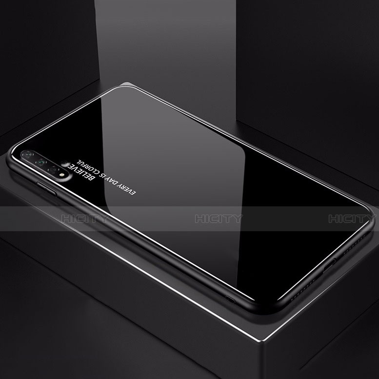 Coque Rebord Contour Silicone et Vitre Miroir Housse Etui Degrade Arc en Ciel H01 pour Huawei Nova 5T Noir Plus