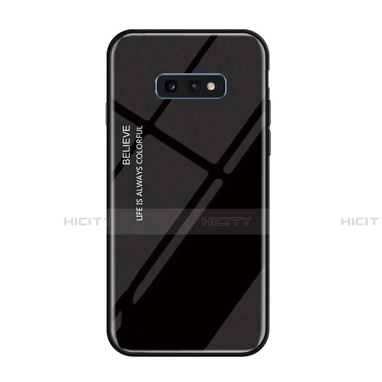 Coque Rebord Contour Silicone et Vitre Miroir Housse Etui Degrade Arc en Ciel H01 pour Samsung Galaxy S10e Noir Plus