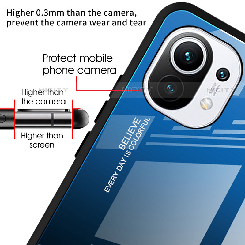 Coque Rebord Contour Silicone et Vitre Miroir Housse Etui Degrade Arc en Ciel H01 pour Xiaomi Mi 11 5G Plus