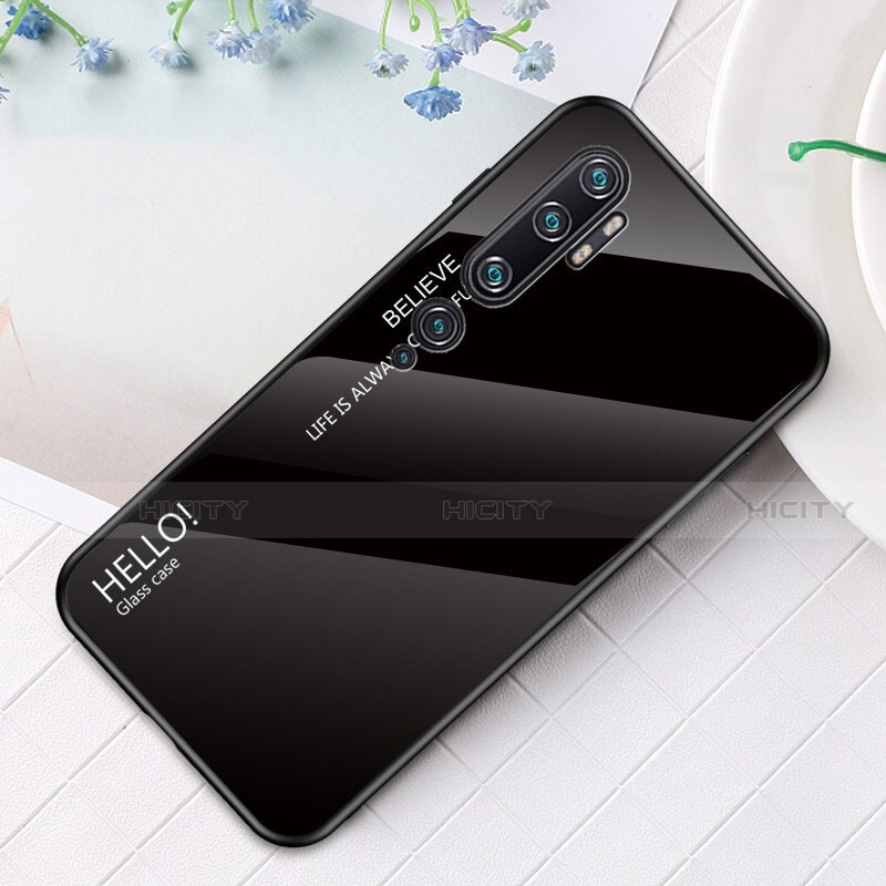 Coque Rebord Contour Silicone et Vitre Miroir Housse Etui Degrade Arc en Ciel H01 pour Xiaomi Mi Note 10 Plus