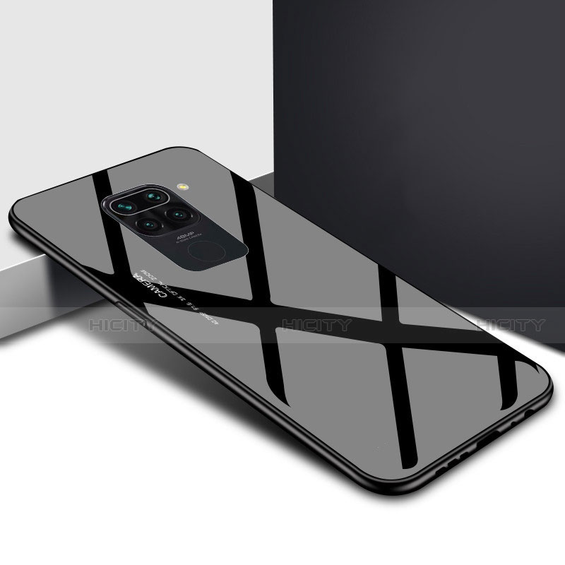 Coque Rebord Contour Silicone et Vitre Miroir Housse Etui Degrade Arc en Ciel H01 pour Xiaomi Redmi Note 9 Noir Plus
