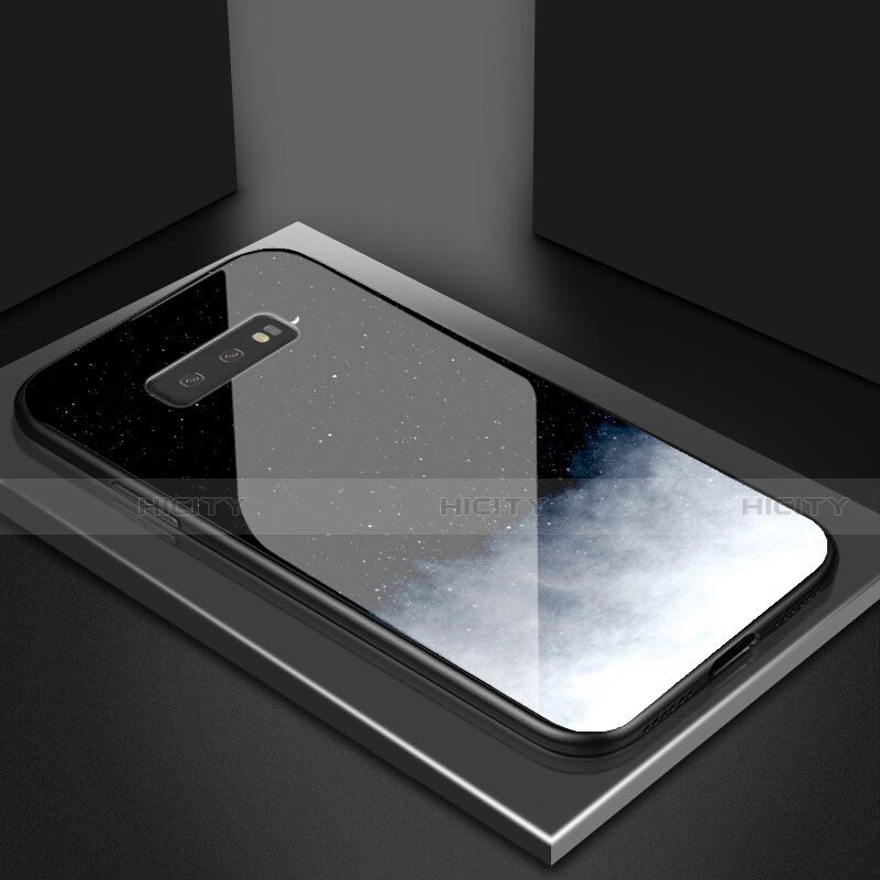 Coque Rebord Contour Silicone et Vitre Miroir Housse Etui Degrade Arc en Ciel H03 pour Samsung Galaxy S10e Noir Plus