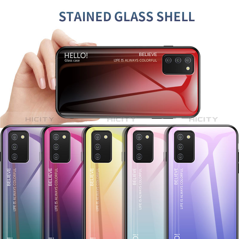 Coque Rebord Contour Silicone et Vitre Miroir Housse Etui Degrade Arc en Ciel LS1 pour Samsung Galaxy A02s Plus
