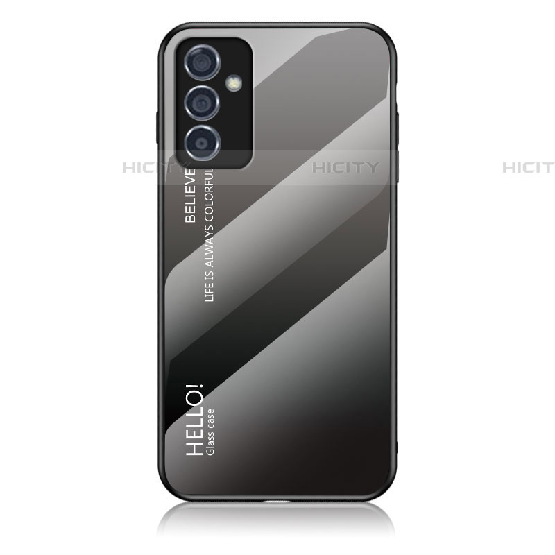 Coque Rebord Contour Silicone et Vitre Miroir Housse Etui Degrade Arc en Ciel LS1 pour Samsung Galaxy A25 5G Gris Fonce Plus
