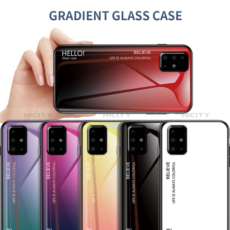 Coque Rebord Contour Silicone et Vitre Miroir Housse Etui Degrade Arc en Ciel LS1 pour Samsung Galaxy A51 5G Plus