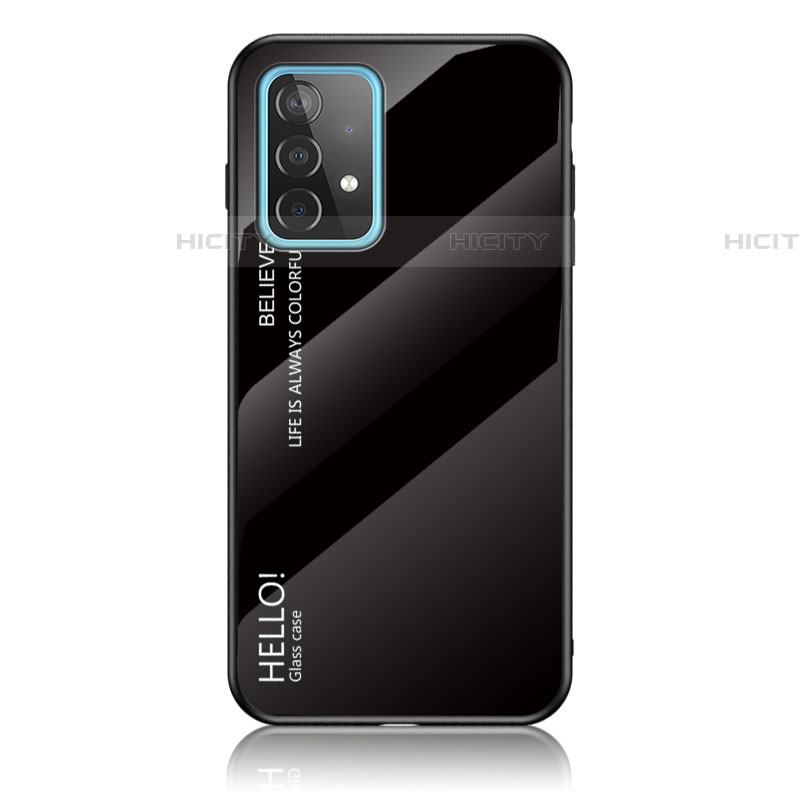 Coque Rebord Contour Silicone et Vitre Miroir Housse Etui Degrade Arc en Ciel LS1 pour Samsung Galaxy A52 5G Noir Plus