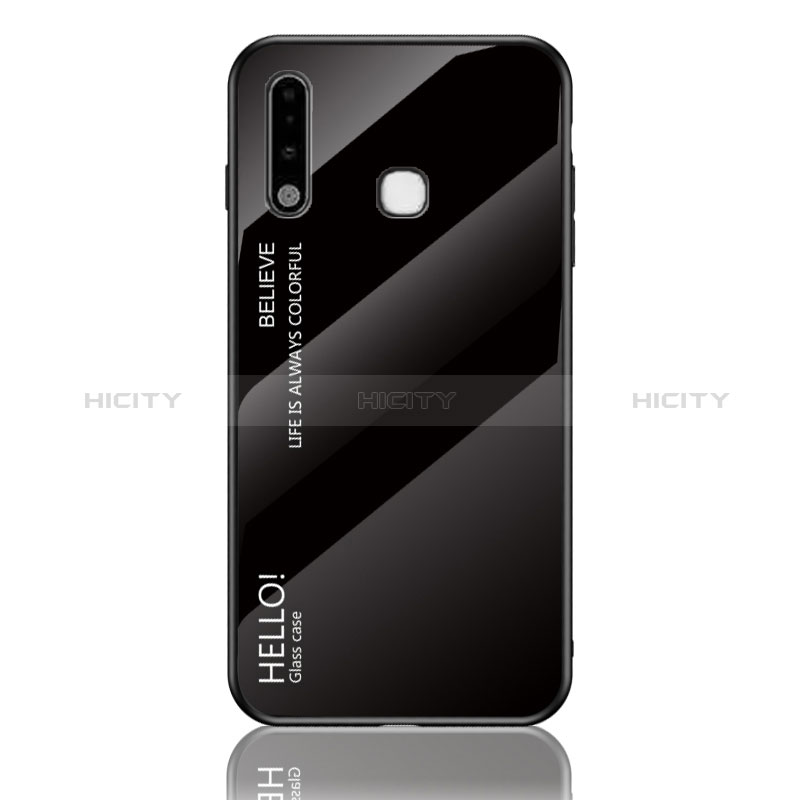 Coque Rebord Contour Silicone et Vitre Miroir Housse Etui Degrade Arc en Ciel LS1 pour Samsung Galaxy A70E Noir Plus