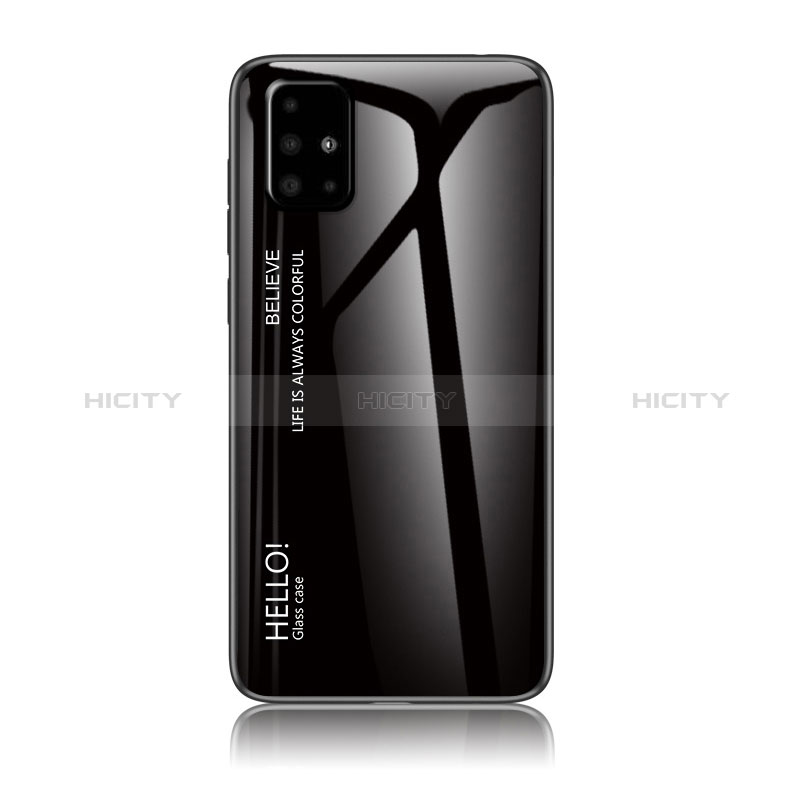 Coque Rebord Contour Silicone et Vitre Miroir Housse Etui Degrade Arc en Ciel LS1 pour Samsung Galaxy A71 5G Noir Plus