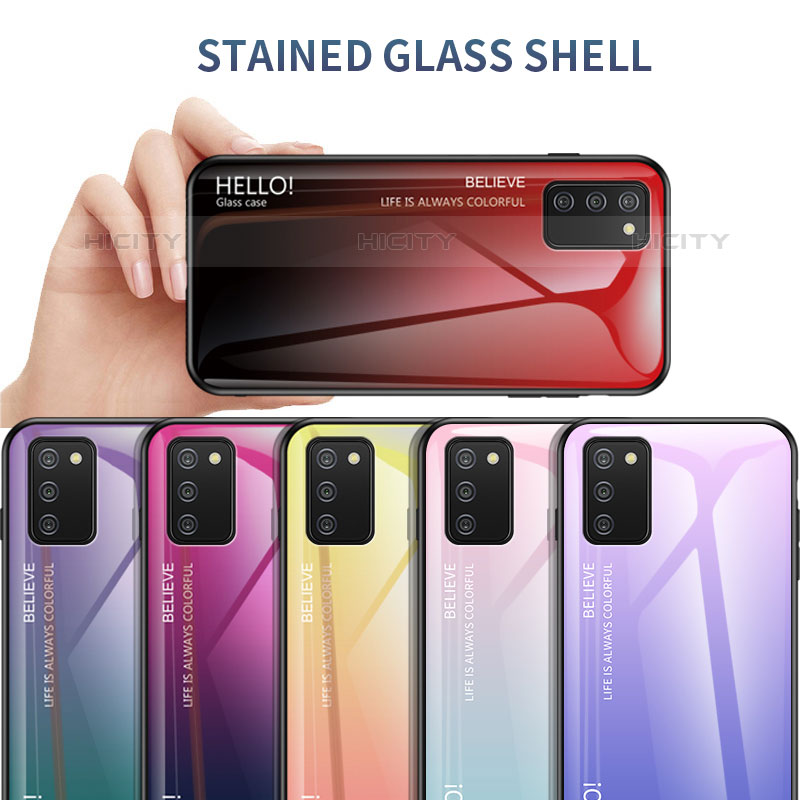 Coque Rebord Contour Silicone et Vitre Miroir Housse Etui Degrade Arc en Ciel LS1 pour Samsung Galaxy M02s Plus