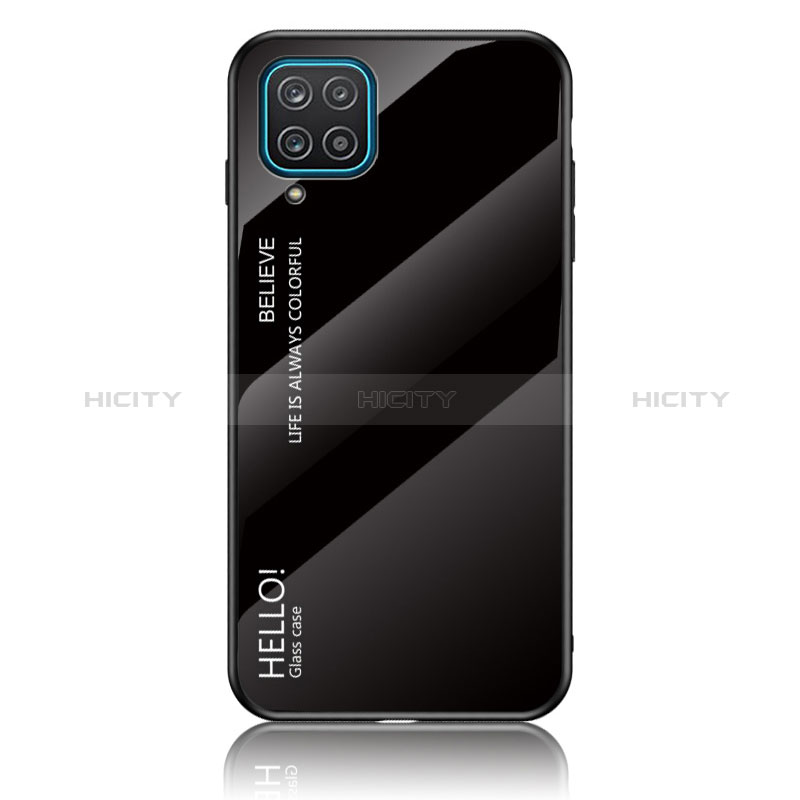 Coque Rebord Contour Silicone et Vitre Miroir Housse Etui Degrade Arc en Ciel LS1 pour Samsung Galaxy M12 Noir Plus
