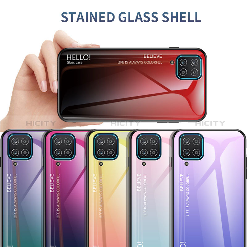 Coque Rebord Contour Silicone et Vitre Miroir Housse Etui Degrade Arc en Ciel LS1 pour Samsung Galaxy M12 Plus