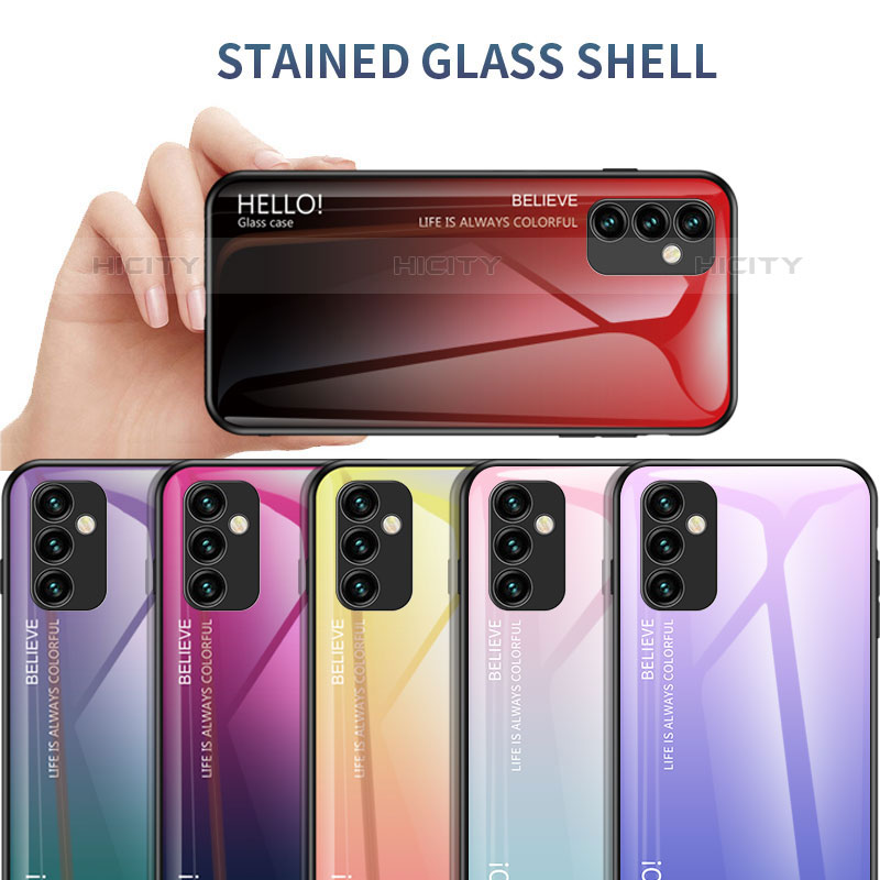 Coque Rebord Contour Silicone et Vitre Miroir Housse Etui Degrade Arc en Ciel LS1 pour Samsung Galaxy M23 5G Plus