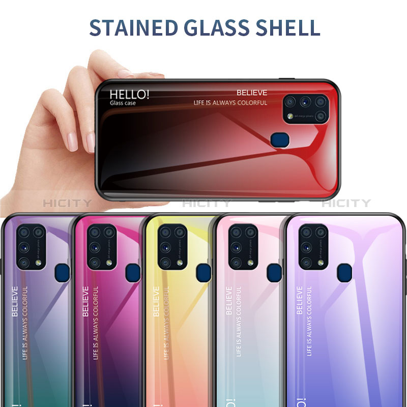 Coque Rebord Contour Silicone et Vitre Miroir Housse Etui Degrade Arc en Ciel LS1 pour Samsung Galaxy M31 Plus