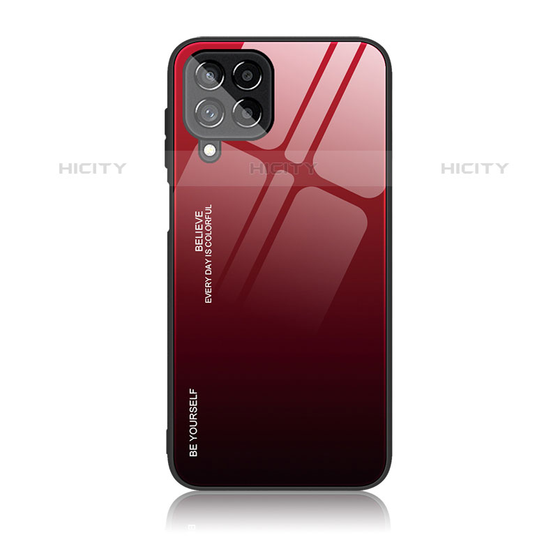 Coque Rebord Contour Silicone et Vitre Miroir Housse Etui Degrade Arc en Ciel LS1 pour Samsung Galaxy M33 5G Rouge Plus