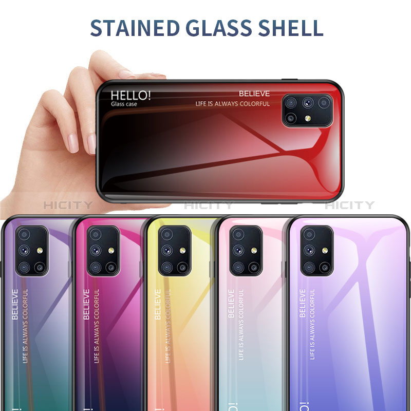 Coque Rebord Contour Silicone et Vitre Miroir Housse Etui Degrade Arc en Ciel LS1 pour Samsung Galaxy M51 Plus