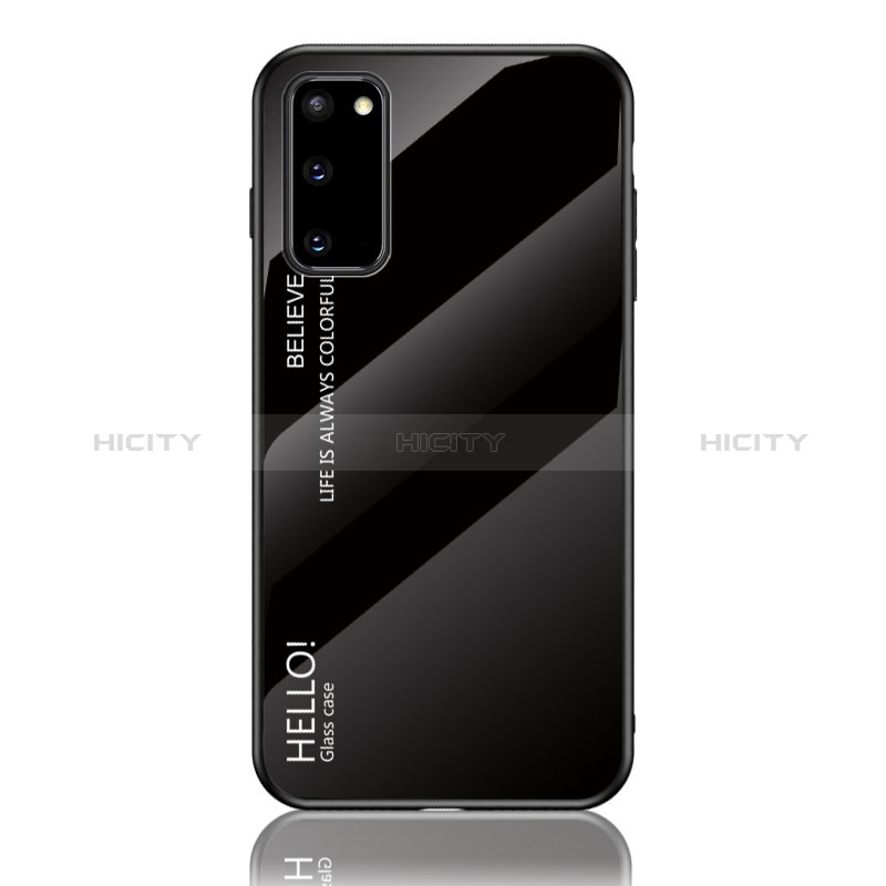 Coque Rebord Contour Silicone et Vitre Miroir Housse Etui Degrade Arc en Ciel LS1 pour Samsung Galaxy S20 5G Noir Plus