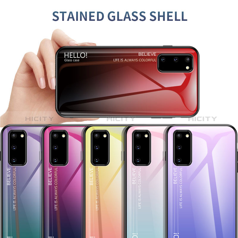 Coque Rebord Contour Silicone et Vitre Miroir Housse Etui Degrade Arc en Ciel LS1 pour Samsung Galaxy S20 5G Plus