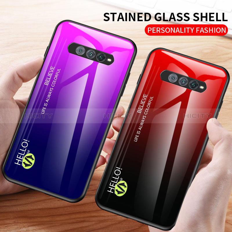 Coque Rebord Contour Silicone et Vitre Miroir Housse Etui Degrade Arc en Ciel LS1 pour Xiaomi Black Shark 4S Pro 5G Plus