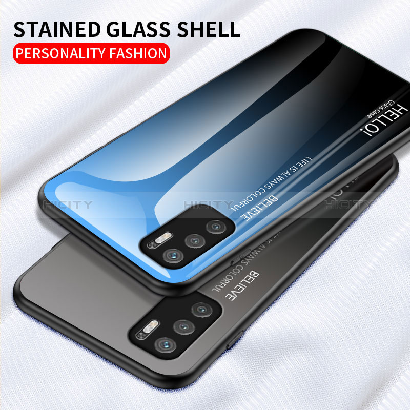 Coque Rebord Contour Silicone et Vitre Miroir Housse Etui Degrade Arc en Ciel LS1 pour Xiaomi Redmi Note 10T 5G Plus