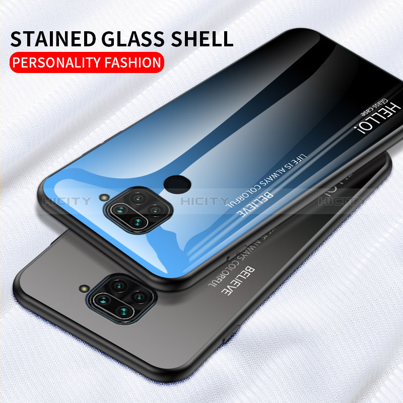Coque Rebord Contour Silicone et Vitre Miroir Housse Etui Degrade Arc en Ciel LS1 pour Xiaomi Redmi Note 9 Plus