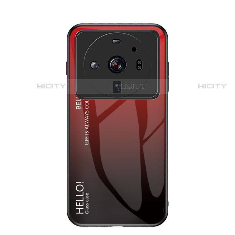 Coque Rebord Contour Silicone et Vitre Miroir Housse Etui Degrade Arc en Ciel M01 pour Xiaomi Mi 12S Ultra 5G Rouge Plus