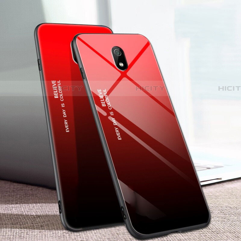 Coque Rebord Contour Silicone et Vitre Miroir Housse Etui Degrade Arc en Ciel M01 pour Xiaomi Redmi 8A Plus