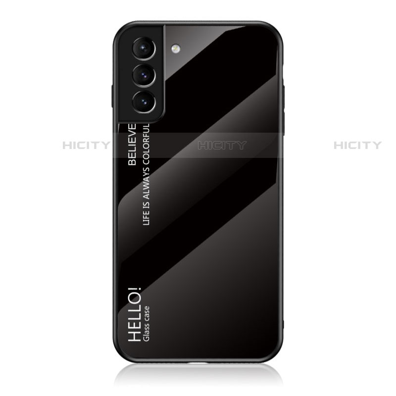 Coque Rebord Contour Silicone et Vitre Miroir Housse Etui Degrade Arc en Ciel M02 pour Samsung Galaxy S21 5G Noir Plus