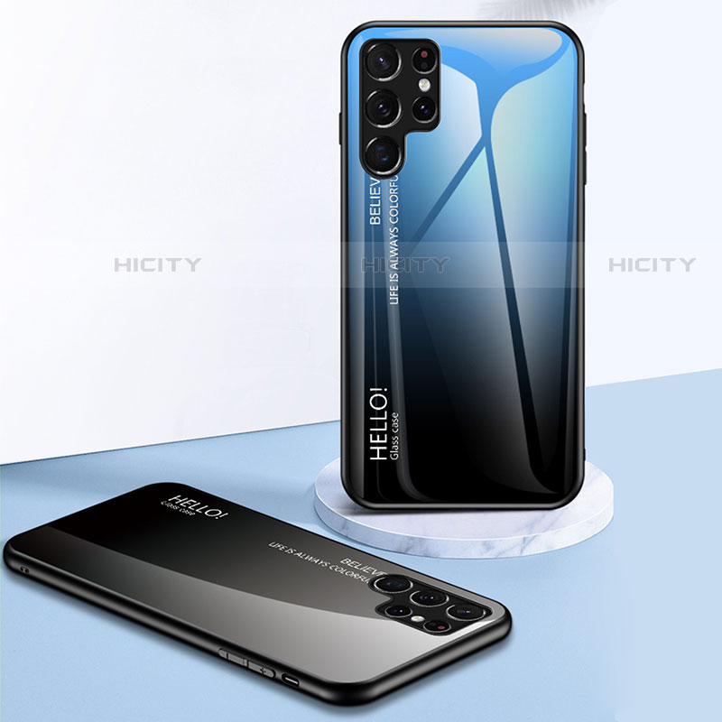 Coque Rebord Contour Silicone et Vitre Miroir Housse Etui Degrade Arc en Ciel M02 pour Samsung Galaxy S21 Ultra 5G Plus
