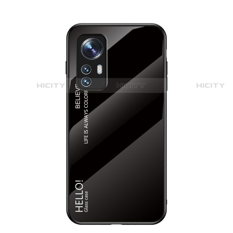 Coque Rebord Contour Silicone et Vitre Miroir Housse Etui Degrade Arc en Ciel M02 pour Xiaomi Mi 12S 5G Noir Plus