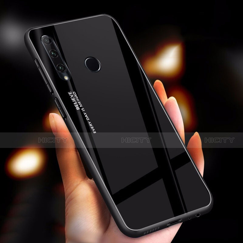 Coque Rebord Contour Silicone et Vitre Miroir Housse Etui Degrade Arc en Ciel pour Huawei Enjoy 9s Noir Plus
