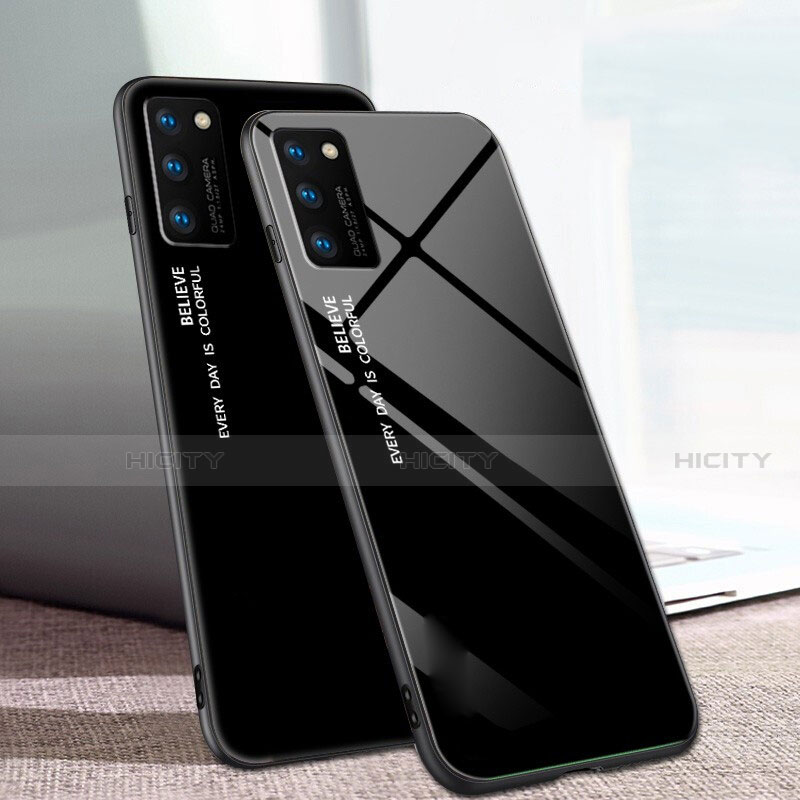 Coque Rebord Contour Silicone et Vitre Miroir Housse Etui Degrade Arc en Ciel pour Huawei Honor V30 5G Plus