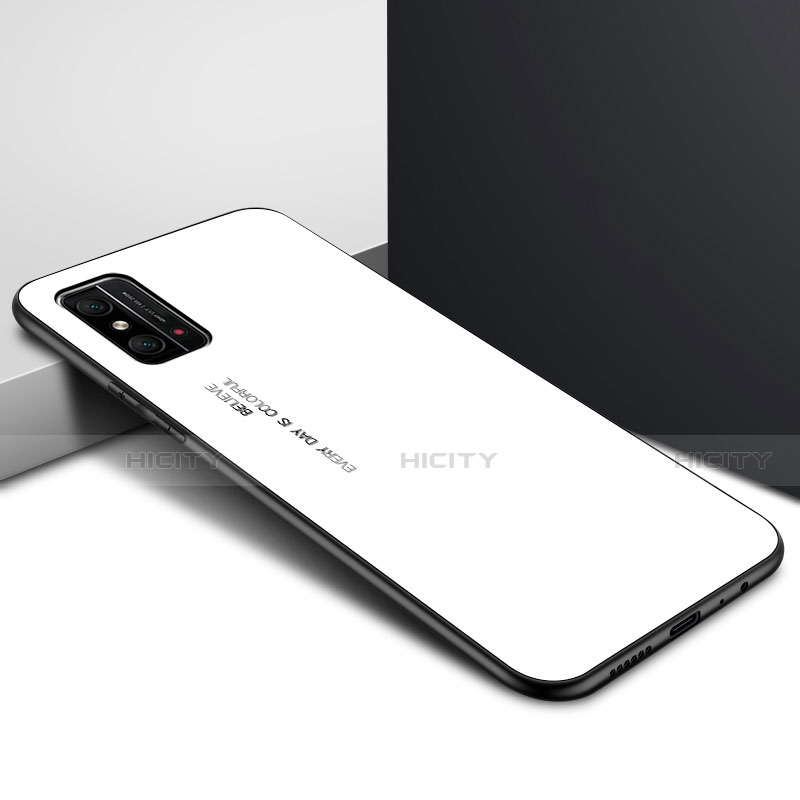 Coque Rebord Contour Silicone et Vitre Miroir Housse Etui Degrade Arc en Ciel pour Huawei Honor X10 Max 5G Blanc Plus