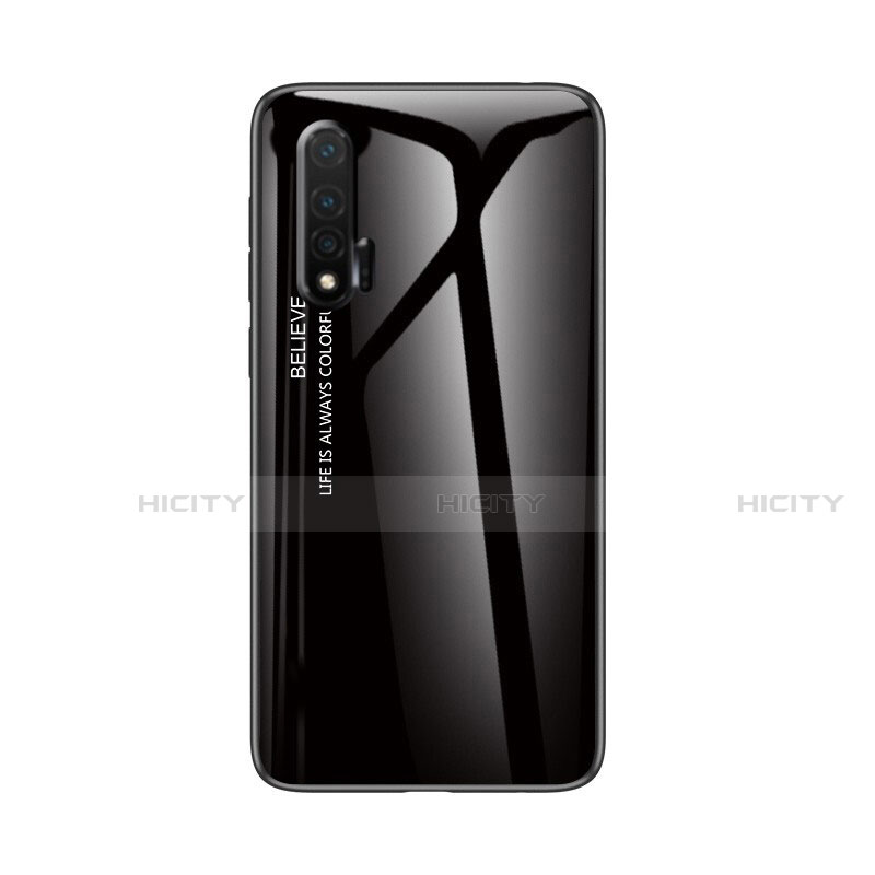 Coque Rebord Contour Silicone et Vitre Miroir Housse Etui Degrade Arc en Ciel pour Huawei Nova 6 Noir Plus