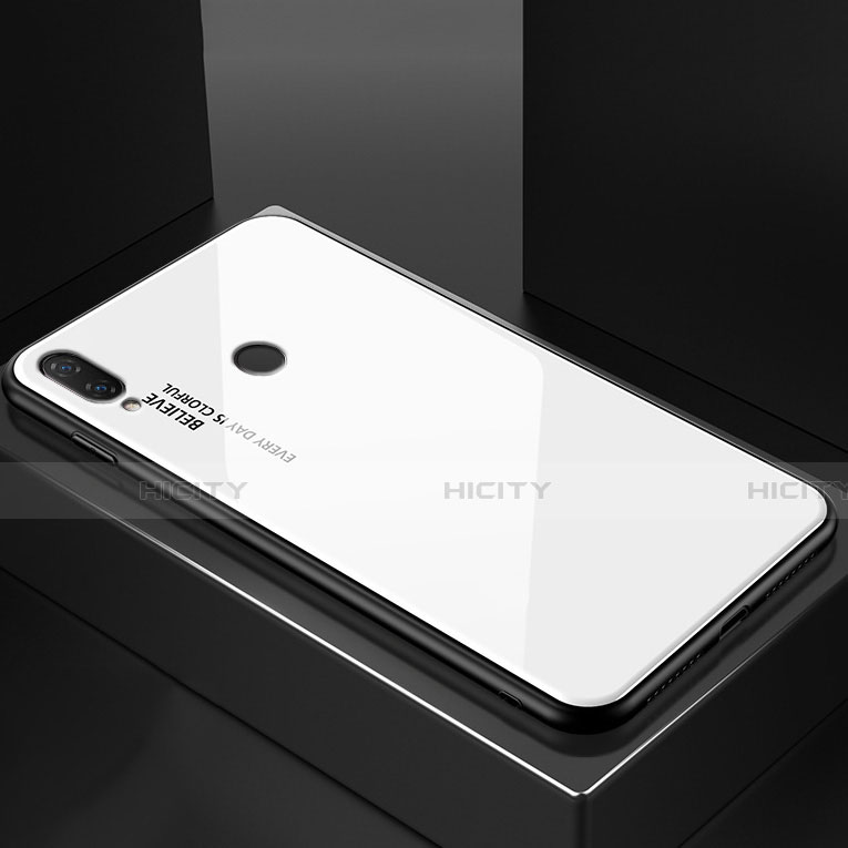 Coque Rebord Contour Silicone et Vitre Miroir Housse Etui Degrade Arc en Ciel pour Huawei P20 Lite Blanc Plus